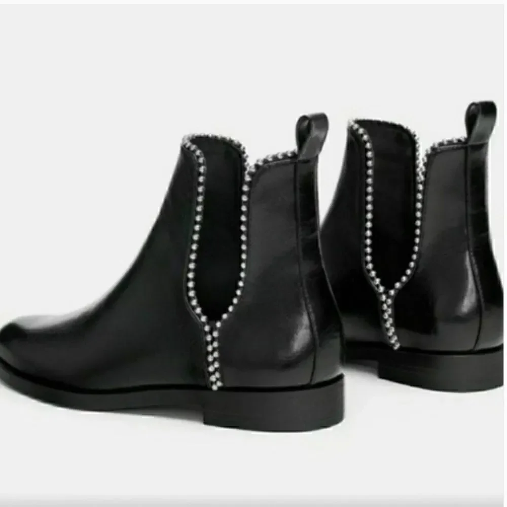 Zara Black Studded Boots